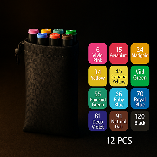 Art Marker Set with Dual Tips 12pc